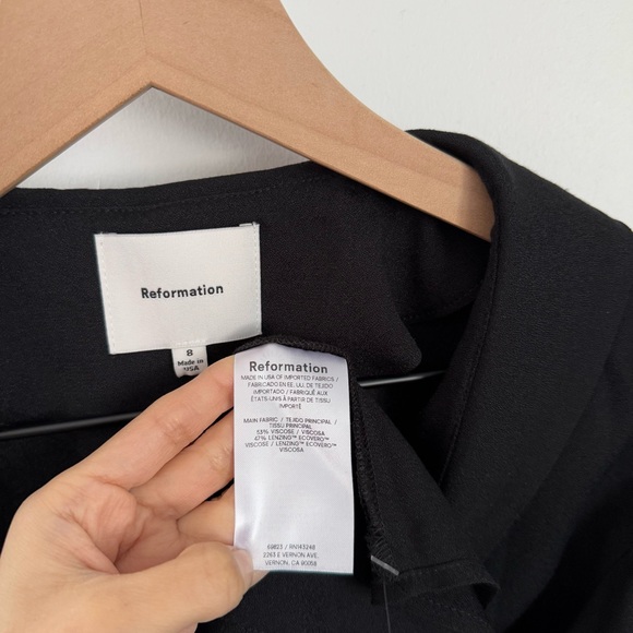 Reformation 8 NEW Carolyn Top Black Ribbon Tie Front Coquette Whimsigoth - Picture 5 of 8